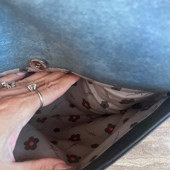 ESPE Vegan Leather Shoulder/ Messenger  Purse Tote Bag Blue And Denim - Picture 4 of 12